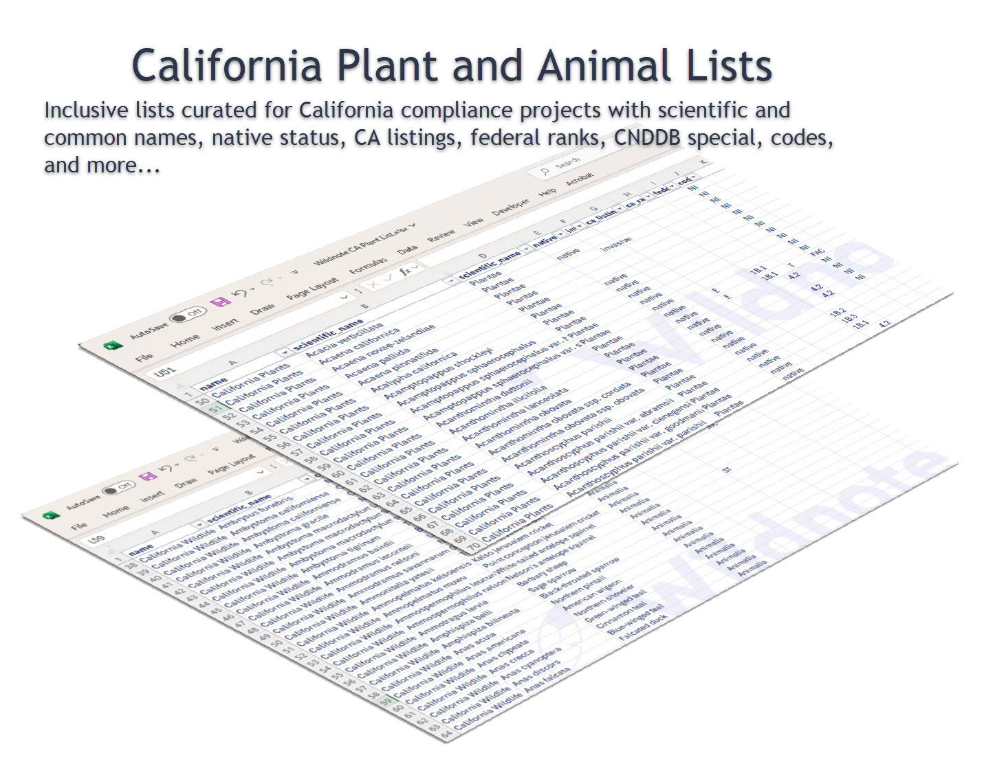 taxonomy lists